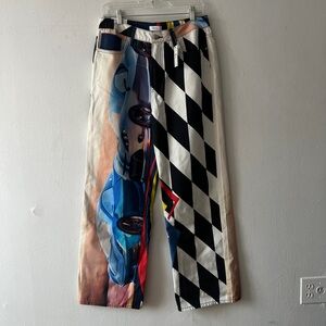 BNWT Forever 21 Womens Straight Leg Race Car High Waist Tokyo Drift Jeans Sz 31
